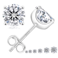 0.6-3ct Moissanite Stud Earrings, Lab Created Diamond Stud Earring for Women, D Color VVS1 Clarity, 