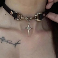 1pc Y2K Charm PU Leather Sexy Retro Necklace, Suitable For Women, Baddie Goth Style Jewelry Accessor