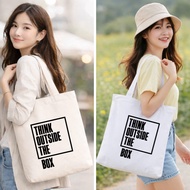 GINKO In Think Outside The Box Canvas Tote Bag with Zipper - Basic 14inch Canvas Laptop Bag G01-M46