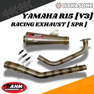 YAMAHA R15 V3 AHM RACING EXHAUST GP3 SPR WITH SILENCER AHM RACING EKZOS GP3 WITH SILENCER #READY STO