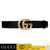 ของแท้ 💯% เข็มขัด GUCCI LEATHER BELT WITH DOUBLE G BUCKLE (BLACK)