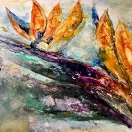 Birds of paradise flower original watercolor painting on yupo paper