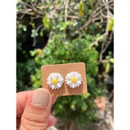 Cute And Clear White Daisy Earrings Plug Earrings Earrings for Women Subang Telinga Subang Emas 916 