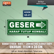 STIKER PINTU GESER + LAMINASI GLOSSY