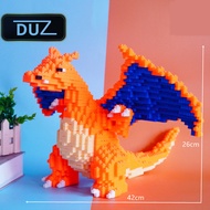 Lego bearbrick lizardon 33cm DUZ poly bear brick Blue Dinosaur Model Puzzle Toy.
