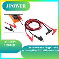 Multimeter Test Leads – 2PCS 4mm Banana Plug to Alligator Clip | 15A 1000V | 1m / 3.3ft