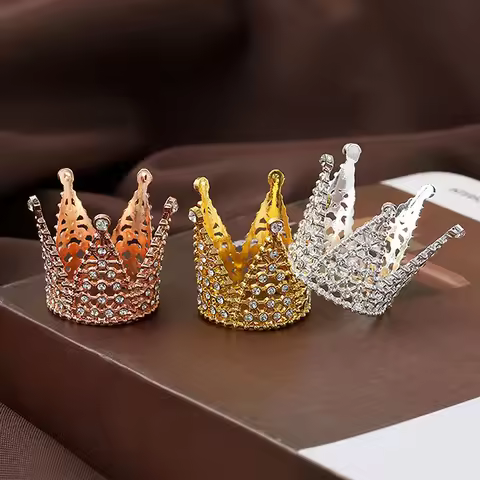 Mini Crown Alloy Princess Crown Kids Hair Accessories Birthday Festival Performance Party Cake Decor