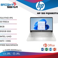 LAPTOP HP 15S FQ2683TU (15.6 FHD IPS / I3-1115G4 / 8GB / 512GB SSD / INTEL UHD / W11 + HNS / 2 YR OS