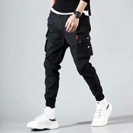 Men leggings nine-point overalls casual pants Cargo Long Pants Men Seluar Cenala Panjang Lelaki Blac