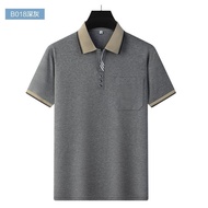 Polo Men Summer Men's Business Polo Short-Sleeved T-Shirt Striped Top Pocket Polo Polo Shirt Lapel Loose Polo