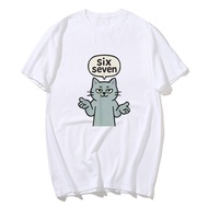 67 Six Seven 6-7 Cat - Funny Kids Gaming Brainrot Meme T-shirt For Men Women 100% Cotton T Shirts Sh