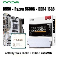 ONDA B550 Motherboard Kit With Ryzen 5 5600G CPU Processor DDR4 16GB(2*8GB) 2666Mhz Memory AM4 Set