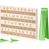 Kit Papan Braille dan Stylus dengan Papan Braille 4 Baris 28 Sel dan Papan Abjad Stylus untuk Menuli