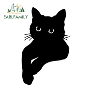 EARLFAMILY 13cm Black Cat Peeking Car Stickers Cartoon Waterproof Vinyl Decal Sunscreen Animal Graffiti Scratch-Proof VAN Car Accessories