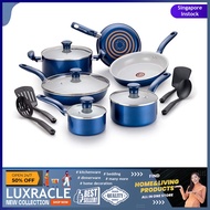 [sg stock] T-fal Tefal 14pc Initiatives Ceramic Thermo-Spot Heat Indicator Dishwasher Oven Safe Toxic Free Cookware Set