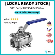 SS304 Full Bore 2/2-way Ball Valve (3 Piece Body)
