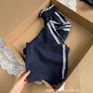 tracksuit tracksuit woman Korean Lace Stitching Striped Wide-Leg Pants - Women's Autumn Fashion