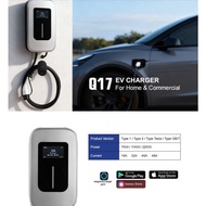 Q17 EV Charger 7KW 11KW 22KW Wallbox Home Commercial Type 2 Tesla 32A 48A LCD Smart Charger MY