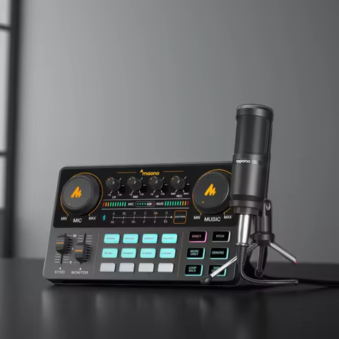 Maono AM200-S1 Sound Card Microphone Set MaonoCaster Audio Interface with Condenser Mic for Live Str