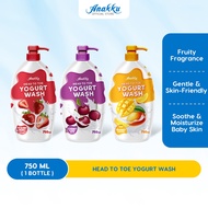 ANAKKU Baby Head To Toe Yogurt Body Wash Baby Bath Sabun Mandian Bayi Strawberry Cherry Mango 750ml 