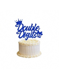1入組藍色生日蛋糕裝飾雙位數蛋糕和杯子蛋糕裝飾用品，適用於男孩生日派對用品