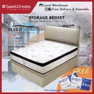 A99 Bed Frame | Frame + 10"  Mattress Bundle Package | Single/Super Single/Queen/King Storage Bed | Divan Bed