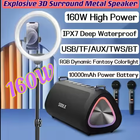SODLK T18 Portable Bluetooth Speaker 160W High Power Outdoor IPX7 Waterproof Speaker Home Karaoke St