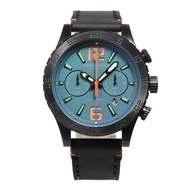 ARIES GOLD CHRONOGRAPH INSPIRE BLACK STAINLESS STEEL G 706 BK-BUOR LEATHER STRAP MEN'S WATCH