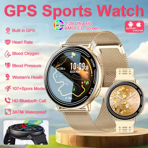 New GPS Smart Watch For Women Gift 1.39 Inch Full Touch Screen Sports Fitness Watches Bluetooth Call