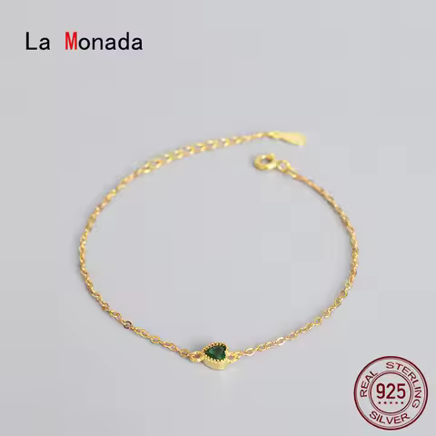 La Monada Heart Green Bracelets For Women Silver 925 Sterling Jewelry Fine 925 Sterling Silver Women