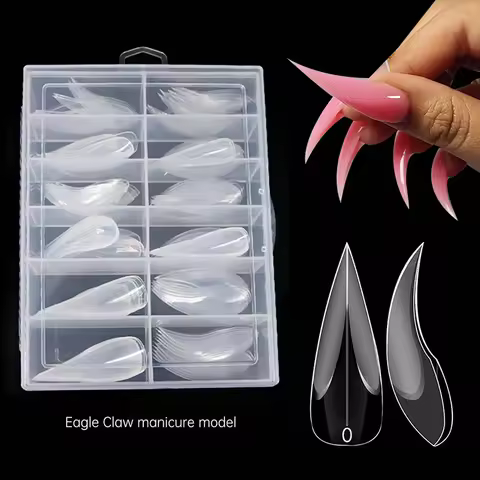 Curved Stiletto Quick Building Nail Mold Tip Full Cover Dual Poly Nail Gel Forms Finger Extension Na