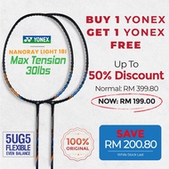 【Buy 1 FREE 1】2x YONEX Nanoray Light 18I Badminton Racket | 5UG5 | Max Tension 30LBS, Super Light
