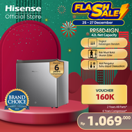 Hisense Kulkas Mini Bar Kulkas 1 Pintu - RR58D4IGN (Refrigerator) Lemari Es Portable  - Silver 【Net 