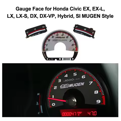 SI MUGEN Style Gauge Face for Honda Civic EX EX-L LX LX-S DX DX-VP Hybrid FA5 FG2 FA1 FD1