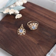 Japanese agete Lace Petal Sunflower High Imitation Natural Crystal Moonstone Same Style Necklace Lig