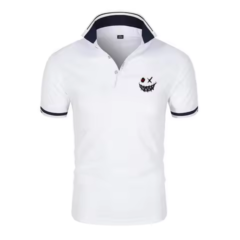 2025 Men New Devil's face HAHAHA Sport Six-color Polo Shirts Stand Collar Breathable Sport T-shirt S