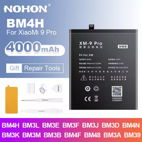 NOHON Battery for Xiaomi Mi 9 Pro CC9 SE 10 8 6 Mix 2 3 Note BM4H BM3L BM3M BM4F BM4N Bateria Replac