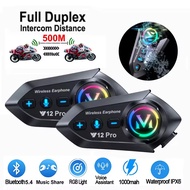 Y12 Pro dual microphone motorcycle helmet intercom headset wireless hands-free calling waterproof mu