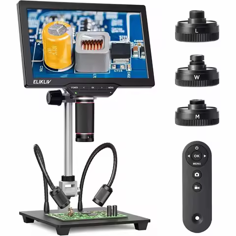 Elikliv TL301 Max 4K 3-Lens Digital Microscope 10'' Soldering Microscopio for Electronics 2000X HDMI