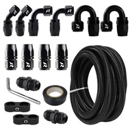 16.4FT 5M AN10 Nylon/Steel Stainless Steel Braided Gas/Oil/Fuel Line + AN10 Hose End Fitting Kit Uni