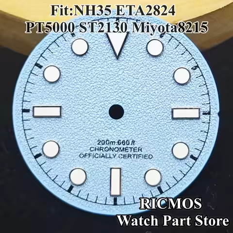 28.5mm Spark Pattern Watch Dial Luminous Blue Red Green Suitable for NH35 ETA2824 ST2130 PT5000 Miyo