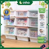 INHO 28/42/54L Large Capacity Storage Box With Transparent Lid Stackable Toy Snack Storage Cabinet