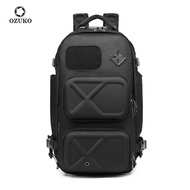 OZUKO Backpack Men Multiftion Business 17 Inch Laptop Waterproof Anti-Theft Backpack USB Outdoor Travel Backpack Shoe Bag
