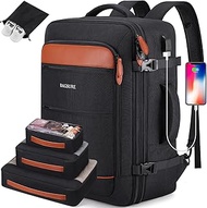 Men's 42L Business Laptop Backpack - Waterproof Travel Backpack with 4-Piece Set for Airplane/Hand L