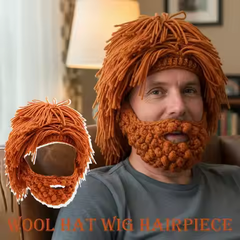 Punk-style Knitted Cap Funny Wig Beard Knitted Hats Hobo Mad Scientist Hip Hop Handmade Knit Warm Wi