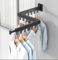 3 fold wall mounted retractable folding aluminium clothes hanger drying rack 三折伸縮折疊鋁合金曬衣架