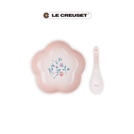 LE CREUSET瓷器花型盤/ 16cm/ 附中式湯匙/ 南法花語/ 貝殼粉