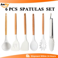 Amlife 【6 PCS 】Spoon  Kitchen Non Stick Silicon Spatula Tools, Baking Shovel ,Silicone Kitchen Utens