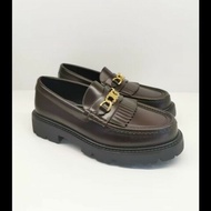 Celine 經典款女裝皮革樂福鞋 37碼 棕色