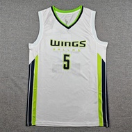 American-Style Embroidered Jersey Dallas Wings No. 5 White Basketball Uniform